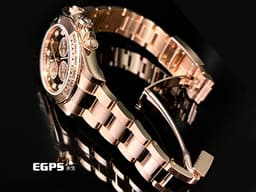 ROLEX 勞力士 Cosmograph Daytona 迪通拿 126505G 鍊帶款 126505 計時碼表 永恆玫瑰金 <font color="#FF0000"> 2025年新式保卡 </font>&nbsp;<font color="#f1e1b5">亮黑色及日亮金色錶面盤 原廠鑽石時標</font> 自動上鍊 40mm