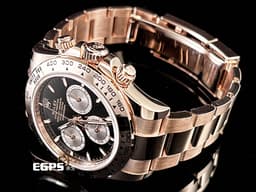 ROLEX 勞力士 Cosmograph Daytona 宇宙計時型 迪通拿 126505 <font color="#9c9893">亮黑色</font>搭配<font color="#FFE6D9">Sundust 日亮金計時盤</font> 計時碼表 <font color="#FF0000">新款4131機芯 2024年保卡</font> 永恆玫瑰金 賽車錶 自動上鍊 40mm