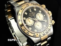 ROLEX 勞力士 Cosmograph Daytona 迪通拿 126503 126503G&nbsp;<font color="#fdfdfd">亮黑色</font>面搭配<font color="#f1e1b5">金色計時盤 鑽石時標</font>&nbsp;計時碼表 18K黃金 半金款 <font color="#FF0000">新款4131機芯 2025年保卡</font>&nbsp;自動上鍊 40mm
