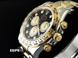 ROLEX 勞力士 Cosmograph Daytona 迪通拿 126503 126503G&nbsp;<font color="#fdfdfd">亮黑色</font>面搭配<font color="#f1e1b5">金色計時盤 鑽石時標</font>&nbsp;計時碼表 18K黃金 半金款 <font color="#FF0000">新款4131機芯 2025年保卡</font>&nbsp;自動上鍊 40mm