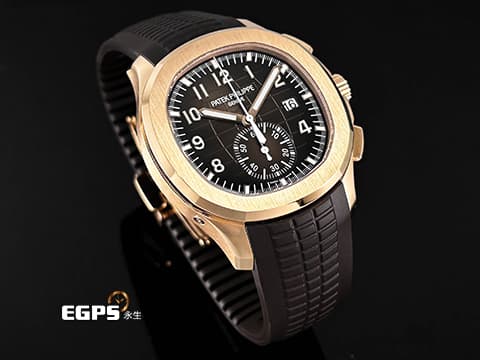 Patek Philippe 百達翡麗 PP錶  Aquanaut  5968R-001 海探 手雷 18K玫瑰金材質 海底探險家飛返計時腕錶&nbsp;漸變效果的棕色日輝紋錶盤&nbsp; 2025年保單 自動上鏈   42.2mm
