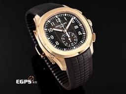Patek Philippe 百達翡麗 PP錶  Aquanaut  5968R-001 海探 手雷 18K玫瑰金材質 海底探險家飛返計時腕錶&nbsp;<font color="#ffd7a8">漸變效果的棕色日輝紋錶盤</font>&nbsp; <font color="#ff0000">2025年保單</font> 自動上鏈   42.2mm