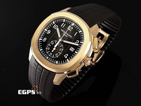 Patek Philippe 百達翡麗 PP錶  Aquanaut  5968R-001 海探 手雷 18K玫瑰金材質 海底探險家飛返計時腕錶&nbsp;漸變效果的棕色日輝紋錶盤&nbsp; 2025年保單 自動上鏈   42.2mm