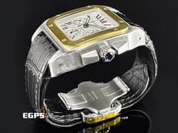 CARTIER 卡地亞 SANTOS 100 XL 大型款 W20091X7  山度士 計時碼錶 18K玫瑰金及不鏽鋼材質 半金款&nbsp;自動上鍊 41x55mm