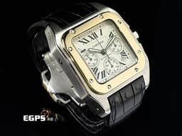 CARTIER 卡地亞 SANTOS 100 XL 大型款 W20091X7  山度士 計時碼錶 18K玫瑰金及不鏽鋼材質 半金款&nbsp;自動上鍊 41x55mm