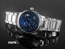 Glashutte Original 格拉蘇蒂 Pano Matic Lunar 偏心系列 1-90-02-46-32-71 <font color=#0080FF>藍色面盤</font> 月相盈虧 大日期窗 小秒針 不鏽鋼 <font color=#ff0000>德國腕錶工藝 招牌雙鵝頸、3/4夾板、偏心面盤 2024年台灣公司貨</font> 自動上鍊 40mm