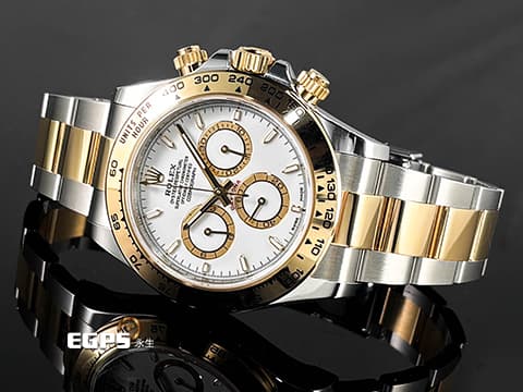 ROLEX 勞力士 Cosmograph Daytona 宇宙計時型 迪通拿 126503 白色面盤搭配金色計時圈 18K黃金 半金款 計時碼表 賽車錶 新款4131機芯 2024年保卡 自動上鍊 40mm