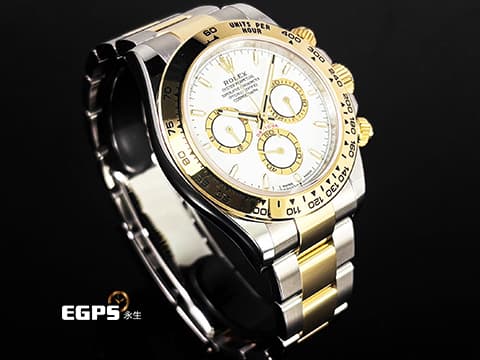 ROLEX 勞力士 Cosmograph Daytona 宇宙計時型 迪通拿 126503 白色面盤搭配金色計時圈 18K黃金 半金款 計時碼表 賽車錶 新款4131機芯 2024年保卡 自動上鍊 40mm