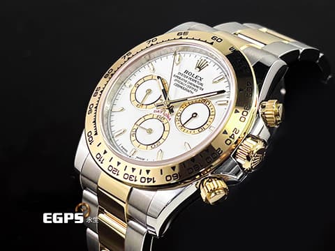 ROLEX 勞力士 Cosmograph Daytona 宇宙計時型 迪通拿 126503 白色面盤搭配金色計時圈 18K黃金 半金款 計時碼表 賽車錶 新款4131機芯 2024年保卡 自動上鍊 40mm