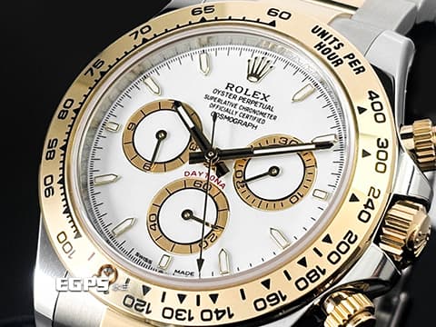 ROLEX 勞力士 Cosmograph Daytona 宇宙計時型 迪通拿 126503 白色面盤搭配金色計時圈 18K黃金 半金款 計時碼表 賽車錶 新款4131機芯 2024年保卡 自動上鍊 40mm