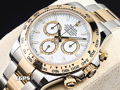 ROLEX 勞力士 Cosmograph Daytona 宇宙計時型 迪通拿 126503 白色面盤搭配金色計時圈 18K黃金 半金款 計時碼表 賽車錶 新款4131機芯 2024年保卡 自動上鍊 40mm