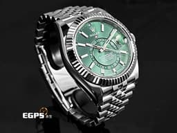 ROLEX 勞力士 Sky-Dweller 蠔式 天行者 336934 <font color="#00fa9a">最新9002機芯 薄荷綠色面盤</font> 沙羅系統 年曆錶 兩地時區 經典三角坑紋錶圈 <font color="#FF0000">2025年保卡 紀念型（Jubilee）五銖錶帶</font> 自動上鍊 42mm