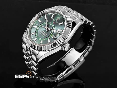 ROLEX 勞力士 Sky-Dweller 蠔式 天行者 336934 最新9002機芯 薄荷綠色面盤 沙羅系統 年曆錶 兩地時區 經典三角坑紋錶圈 2025年保卡 紀念型（Jubilee）五銖錶帶 自動上鍊 42mm