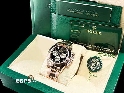 ROLEX 勞力士 Cosmograph Daytona 宇宙計時型 迪通拿 126505 計時碼表 亮黑色搭配Sundust 日亮金計時盤 永恆玫瑰金 最新款 2024年保卡 賽車錶 歡迎錶友以 PP、AP、勞力士 來店交換，本店將以最高價評估～ 自動上鍊 40mm