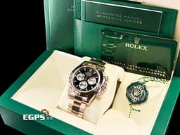 ROLEX 勞力士 Cosmograph Daytona 宇宙計時型 迪通拿 126505 <font color="#9c9893">亮黑色</font>搭配<font color="#FFE6D9">Sundust 日亮金計時盤</font> 計時碼表 <font color="#FF0000">新款4131機芯 2024年保卡</font> 永恆玫瑰金 賽車錶 自動上鍊 40mm