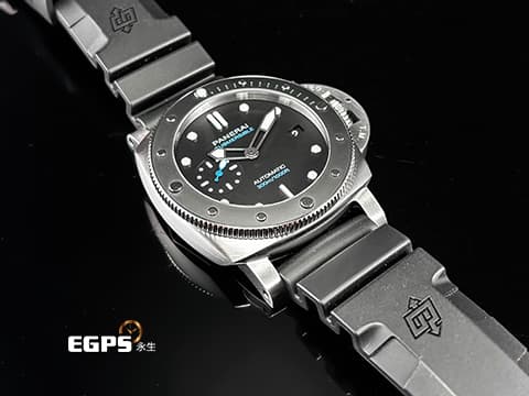 PANERAI 沛納海 Luminor Submersible PAM2683 PAM02683 三日鍊 不鏽鋼材質 黑色面盤 藍色小秒針 2025年保卡&nbsp;潛水錶 自動上鍊 42mm