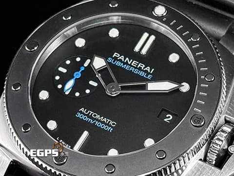 PANERAI 沛納海 Luminor Submersible PAM2683 PAM02683 三日鍊 不鏽鋼材質 黑色面盤 藍色小秒針 2025年保卡&nbsp;潛水錶 自動上鍊 42mm