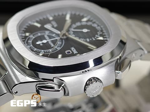 Patek Philippe 百達翡麗 PP錶 Nautilus 5990 金鷹 鸚鵡螺 鋼王金鷹回歸 最新款 藍色漸層橫條紋面盤 5990/1A-011 同軸 計時碼錶 2023年 最新可微調按壓式摺疊扣 不鏽鋼 歡迎各錶友以 PP、AP、RM、勞力士 來店交換，本店將以最高價評估～ 自動上鏈 40.5mm