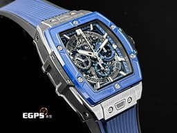 Hublot 宇舶 Spirit of Big Bang Titanium Blue 大爆炸 靈魂系列 642.NL.7170.RX 計時碼表 <font color="#4169e1">藍色陶瓷錶圈、鏤空面盤</font>&nbsp;酒桶型 鈦金屬材質 <font color="#ff0000">2025年電子保單</font> 自動上鍊 42mm