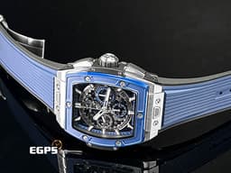 Hublot 宇舶 Spirit of Big Bang Titanium Blue 大爆炸 靈魂系列 642.NL.7170.RX 計時碼表 <font color="#4169e1">藍色陶瓷錶圈、鏤空面盤</font>&nbsp;酒桶型 鈦金屬材質 <font color="#ff0000">2025年電子保單</font> 自動上鍊 42mm