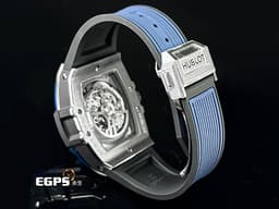 Hublot 宇舶 Spirit of Big Bang Titanium Blue 大爆炸 靈魂系列 642.NL.7170.RX 計時碼表 <font color="#4169e1">藍色陶瓷錶圈、鏤空面盤</font>&nbsp;酒桶型 鈦金屬材質 <font color="#ff0000">2025年電子保單</font> 自動上鍊 42mm
