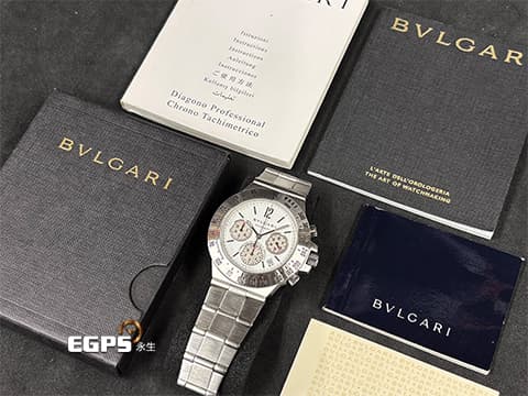 BVLGARI 寶格麗 BULGARI Diagono系列 Tachymetric Chronograph 計時碼錶 CH40STA 不鏽鋼材質 灰白熊貓計時面盤&nbsp;自動上鍊 40mm