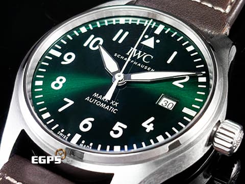 IWC 萬國 Pilot's Mark XX 飛行員 馬克二十 IW328205 綠色面盤 5日鍊&nbsp;大三針 不鏽鋼 2026年保卡 EasX-CHANGE錶帶更換系統 飛行錶 自動上鍊 40mm