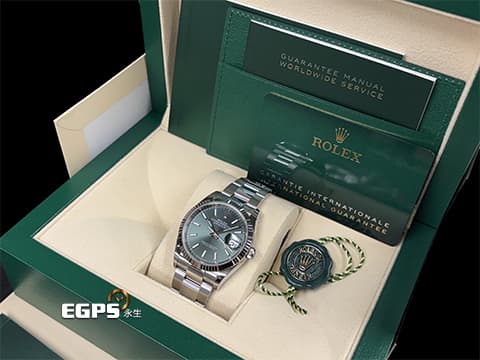 ROLEX 勞力士 Datejust 36 蠔式日誌型 126234 薄荷綠色錶面 DJ36 經典三角坑紋錶圈 2025年保卡 蠔式（Oyster）三節錶帶 自動上鍊 36mm