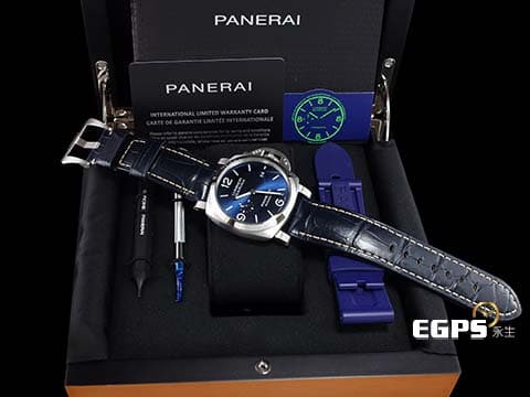 PANERAI 沛納海 Luminor Marina PAM01313 三日鍊 小秒針 藍色放射紋三明治面盤 PAM1313 2024年保卡 自動上鍊 44mm