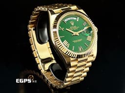 ROLEX 勞力士 DAY-DATE 40 DD 蠔式星期日曆型 228238 <font color="#fff194">18黃金材質 18K黃金羅馬數字時標</font> <font color="#43dc38">綠色面盤 賭桌綠在手，勝率跟你走</font> <font color="#ff0000">2026年保卡</font> 自動上鏈 40mm
