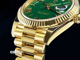 ROLEX 勞力士 DAY-DATE 40 DD 蠔式星期日曆型 228238 <font color="#fff194">18黃金材質 18K黃金羅馬數字時標</font> <font color="#43dc38">綠色面盤 賭桌綠在手，勝率跟你走</font> <font color="#ff0000">2026年保卡</font> 自動上鏈 40mm