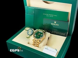 ROLEX 勞力士 DAY-DATE 40 DD 蠔式星期日曆型 228238 <font color="#fff194">18黃金材質 18K黃金羅馬數字時標</font> <font color="#43dc38">綠色面盤 賭桌綠在手，勝率跟你走</font> <font color="#ff0000">2026年保卡</font> 自動上鏈 40mm
