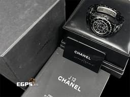 CHANEL 香奈兒 J12 Black Ceramic H1626 經典 <font color=#4F4F4F>黑陶瓷</font> 專利不鏽鋼蝴蝶扣 <font color=#FF0000>原鑲鑽石時標</font> 自動上鍊 38mm