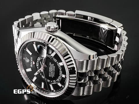 ROLEX 勞力士 Sky-Dweller 蠔式 天行者 336934 最新9002機芯 亮黑色面盤 沙羅系統 年曆錶 兩地時區 經典三角坑紋錶圈 2024年保單 紀念型（Jubilee）五銖錶帶  自動上鍊 42mm