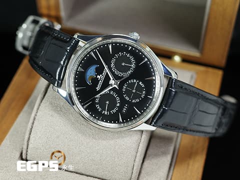 JAEGER LECOULTRE 積家 JLC Master Ultra Thin 大師系列 Perpetual Calendar 超薄 萬年曆 月相盈虧 Q1308470 不鏽鋼 2022年保單 最新訂價：915,000元 自動上鍊 39mm