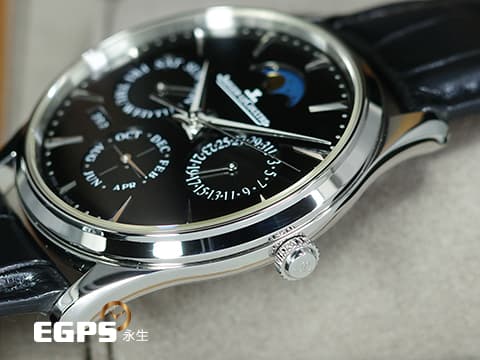 JAEGER LECOULTRE 積家 JLC Master Ultra Thin 大師系列 Perpetual Calendar 超薄 萬年曆 月相盈虧 Q1308470 不鏽鋼 2022年保單 最新訂價：915,000元 自動上鍊 39mm