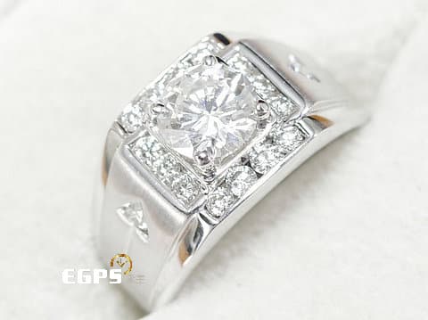 天然真鑽 鑽石戒指 鑽戒 白K金 主石重 1.05CT 男戒 豪華配鑽 天然鑽石 K金鑽戒 男戒 K金鑽戒