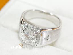 天然真鑽 鑽石戒指 鑽戒 白K金 主石重 1.05CT 男戒 豪華配鑽 天然鑽石 K金鑽戒 男戒 K金鑽戒
