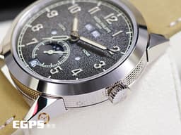 Patek philippe 百達翡麗 Calatrava Annual Calendar Travel Time 複雜功能時計 5326G-001 18K白金材質 <font color="#ffff00">漸層炭灰色不規則紋理面盤 年曆錶 二地時間 月相盈虧</font> <font color="#FF0000"> 2023年保單 </font>  巴黎釘紋飾錶殼 5326 自動上鍊 41 mm