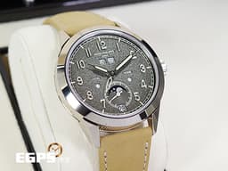 Patek philippe 百達翡麗 Calatrava Annual Calendar Travel Time 複雜功能時計 5326G-001 18K白金材質 <font color="#ffff00">漸層炭灰色不規則紋理面盤 年曆錶 二地時間 月相盈虧</font> <font color="#FF0000"> 2023年保單 </font>  巴黎釘紋飾錶殼 5326 自動上鍊 41 mm