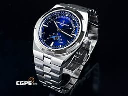 Vacheron Constantin VC 江詩丹頓 Patrimony 傳承系列 4000V/210A-B911 不鏽鋼材質&nbsp;<font color="#05f0f0">日內瓦印記 藍色面盤 月相和逆跳日曆</font> <font color="#ff0000">2024年保單 配件齊全 官方訂價：$1,520,000元</font> 自動上鍊 42.5mm