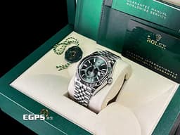 ROLEX 勞力士 Sky-Dweller 336934 天行者 白K金材質外圈 年曆錶 <font color=#FF0000><font color=#00AA55>最新款 橄欖綠色面天行者336934 Cal.9002機芯</font> 紀念型（Jubilee）錶帶 2024年單</font> 自動上鍊 42mm