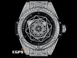HUBLOT 宇舶 Big Bang 大爆炸 Unico Sang Bleu Steel Pave 不銹鋼材質 黑色面盤 465.SS.1117.VR.1704 MXM18 <font color="#FFff00">最新款 Maxime Buchi設計 幾何圖形指針 原鑲鑽錶 共276顆天然真鑽</font> <font color="#ff0000"> 2024年電子保單&nbsp;</font>自動上鍊 39mm