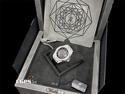 HUBLOT 宇舶 Big Bang 大爆炸 Unico Sang Bleu Steel Pave 不銹鋼材質 黑色面盤 465.SS.1117.VR.1704 MXM18 <font color="#FFff00">最新款 Maxime Buchi設計 幾何圖形指針 原鑲鑽錶 共276顆天然真鑽</font> <font color="#ff0000"> 2024年電子保單&nbsp;</font>自動上鍊 39mm