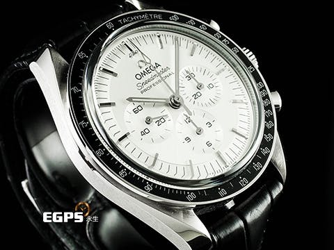 OMEGA 歐米茄 Speedmaster Moonwatch Professional 超霸 專業 登月錶 310.63.42.50.02.001
 計時碼表 18K白金材質 太陽線紋磨砂銀色錶盤 鋁錶圈 3861機芯 市場稀少白K金超霸 2021年台灣公司貨 新錶參考訂價：1,229,000元  同軸擒縱 手上鍊 42 mm