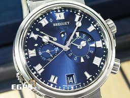 BREGUET 寶璣 Marine Alarme Musicale 航海系列 航海家 5547 TI 鬧鈴 兩地時間 日期顯示 <font color=#4169e1>藍色太陽紋面盤</font> 5547TI 鈦金屬 <font color=#FF0000>2023年保單</font> 自動上鍊 40mm