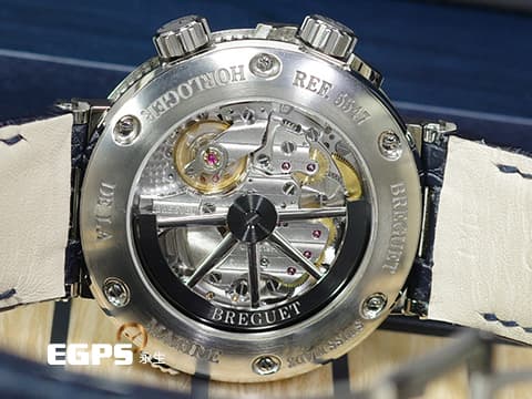 BREGUET 寶璣 Marine Alarme Musicale 航海系列 航海家 5547 TI 鬧鈴 兩地時間 日期顯示 藍色太陽紋面盤 5547TI 鈦金屬 2023年保單 自動上鍊 40mm