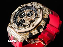 Audemars Piguet 愛彼 AP錶 Royal Oak Offshore 皇家橡樹 離岸型 26067OR.ZZ.D002CR.01 計時碼表 玫瑰金材質 <font color=#ff0000>原鑲鑽錶 滿天星鑽面</font> 26067 OR 自動上鍊 42mm