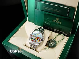 ROLEX 勞力士 Oyster 蠔式恆動 124300 OP41 不鏽鋼材質 「Celebration」由<font color="#00A600">綠、<font color="#FFD700">黃、<font color="#fa8072">珊瑚紅、<font color="FFB7DD">糖果粉、<font color="#40e0d0">綠松石藍色組成「慶典」面盤 2025年停產款</font></font></font></font></font> <font color="#FF0000">2024年保單</font> 自動上鍊 41mm