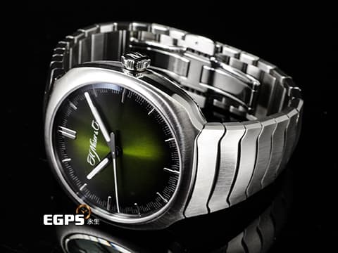 H.MOSER &amp; CIE 亨利慕時 STREAMLINER 疾速者系列 6200-1200 不鏽鋼鍊帶款&nbsp;Matrix Green 極光綠煙燻面盤&nbsp;2021年保單 台灣公司貨 自動上鍊 40mm